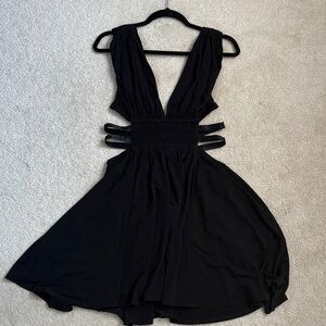 Express Black Backless Strappy V-Neck Dress